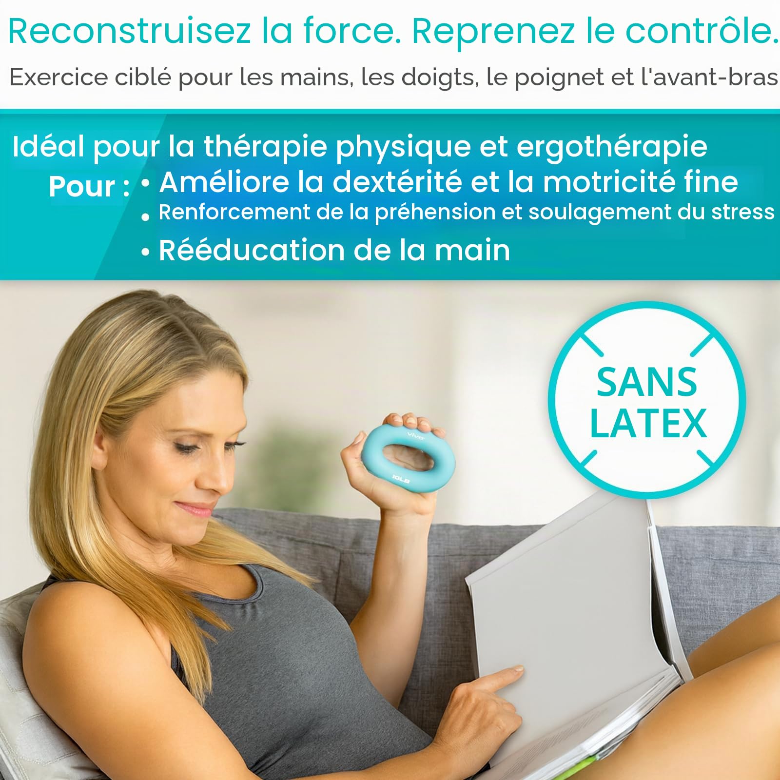 Anneaux De Préhension En Silicone – Set De Renforcement Des Doigts, Rééducation, Antidérapant – Pour Enfants, Ados & Adultes