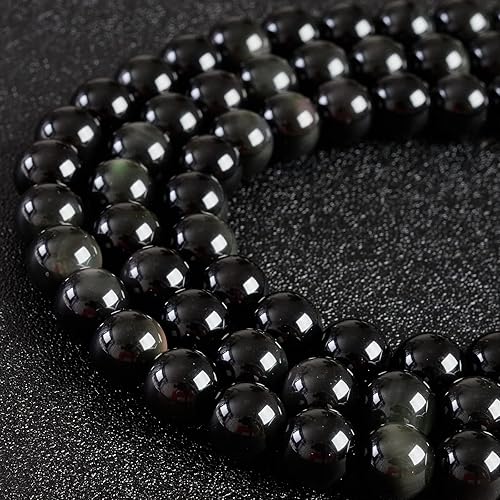 Miniatura 2 de 100 cuentas de obsidiana arcoíris de 0.315 pulgadas (0.315 in), cuentas de piedras preciosas naturales redondas sueltas para manualidades y