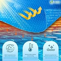 VOUNOT Prelată Solară Rotundă pentru Piscină, Diametru 305 cm, Grosime 120 µm, Folie Termică Decupabilă pentru Încălzirea Apei din Piscină, Albastru 6