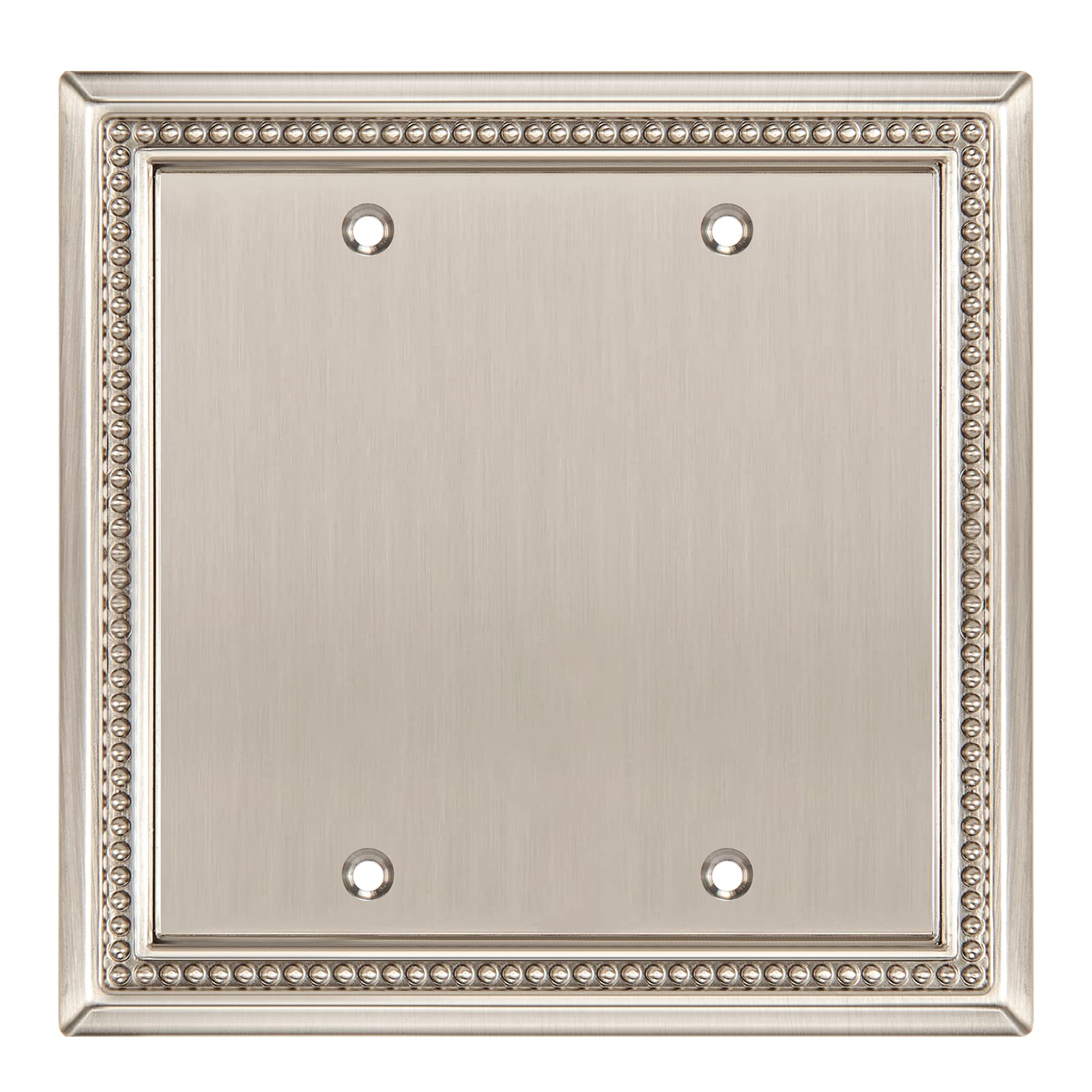 Henne Bery Sunken Pearls Heavy Duty Decorative Wall Plate Switch Plate Outlet Cover (Double Blank, Satin Nickel)