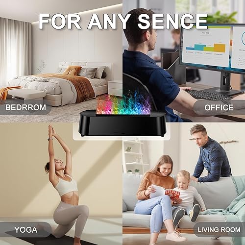 Miniatura 5 de Humidificador difusor de fuego de llama colorida con control remoto, aceites esenciales ultrasilenciosos, difusores de aromaterapia para habitación