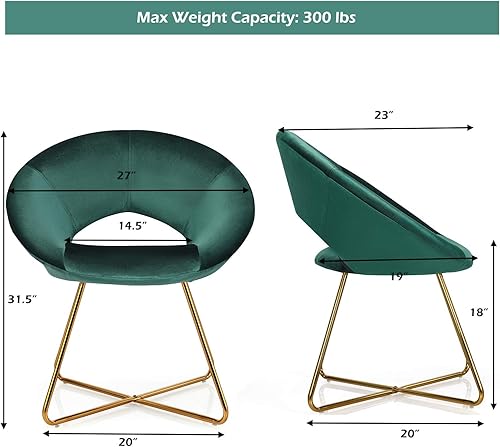Miniatura 3 de Giantex Silla decorativa moderna de terciopelo, cómoda y bonita, silla de escritorio tapizada, carga máxima de 300 libras, sillón individual