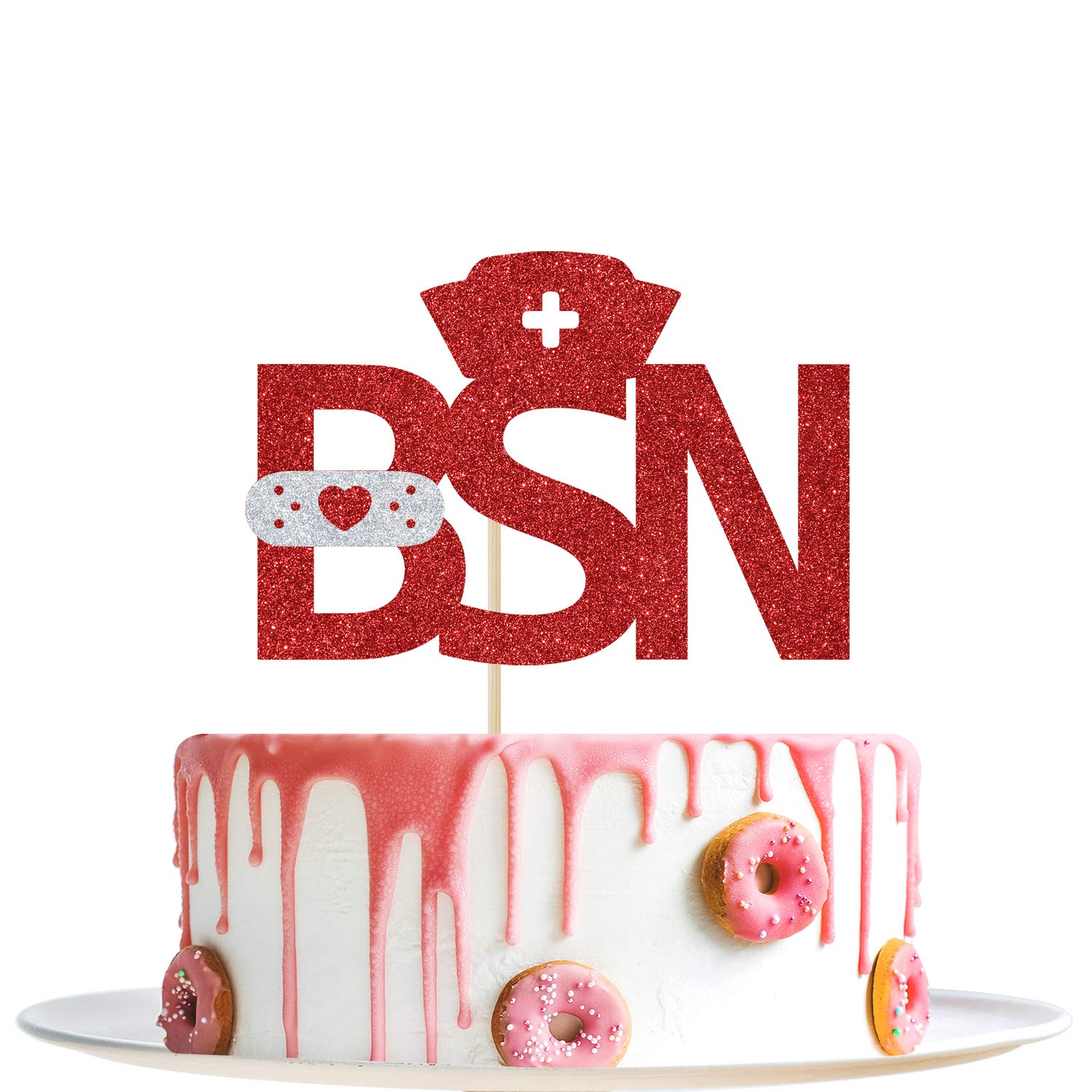 Glitter Congrats BSN Cake Topper - BSN Graduation Decorations - 2023 Nurse RN Garland Medical School Graduation Party Decorations