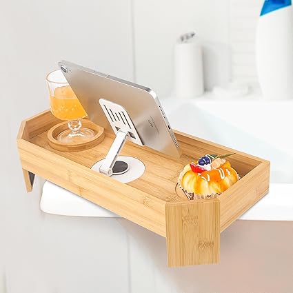 Bamboo Hot Tub Tray with Phone Slot Bamboo Hot Tub Tray with Phone Slot