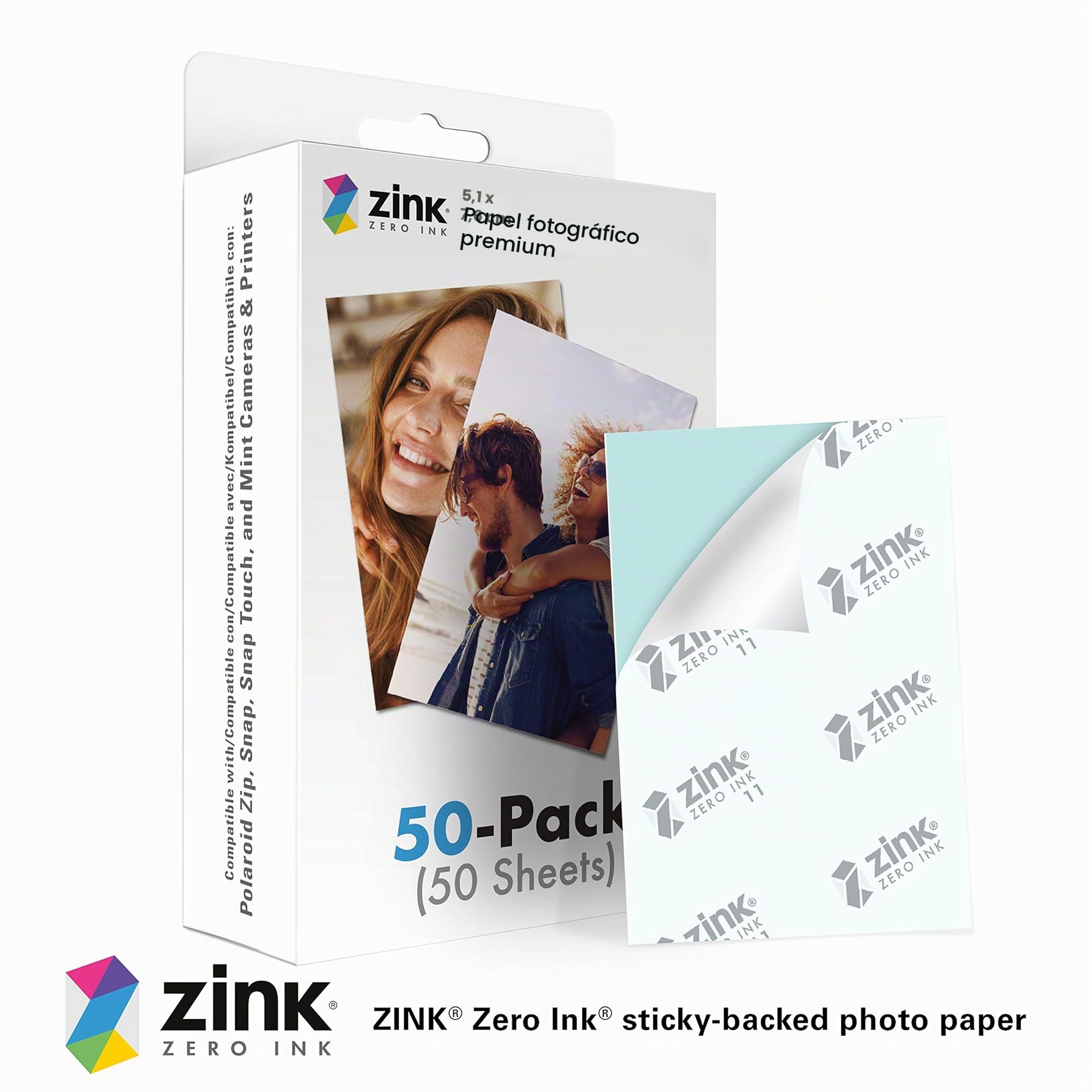 Zink Papel fotográfico instantáneo Zink de 5,1 x 7,6 cm (Paquete de 150) Compatible con cámaras e impresoras Polaroid Snap, Snap Touch, Zip y Mint
