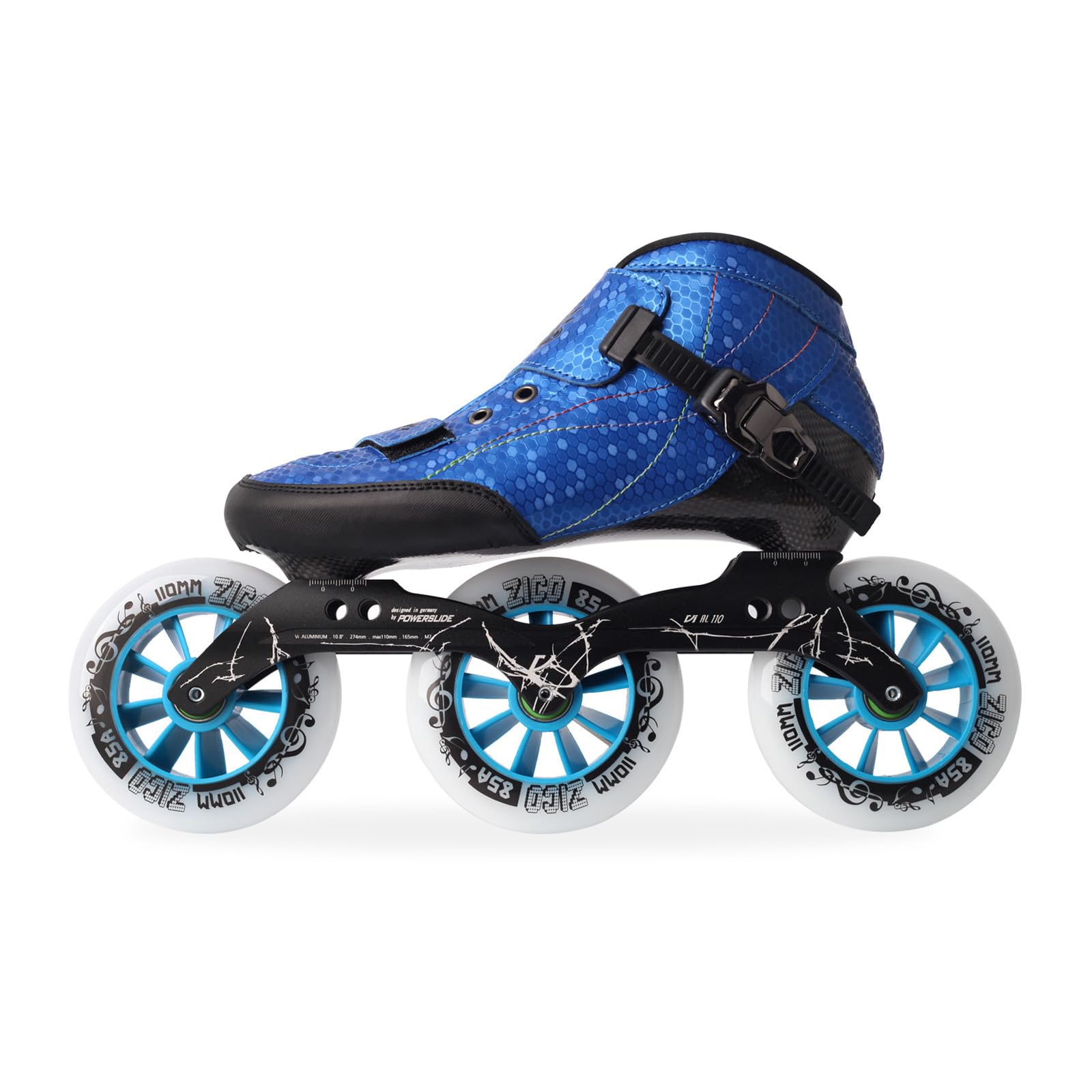 zenggp Speed Inline Skates, Professional Carbon Outdoor Roller Skates For Unisex, With 110mm Wheels, Rollerskates For Men Women Adult, For Park Road Street Slalom(40,3-Wheel Blue)