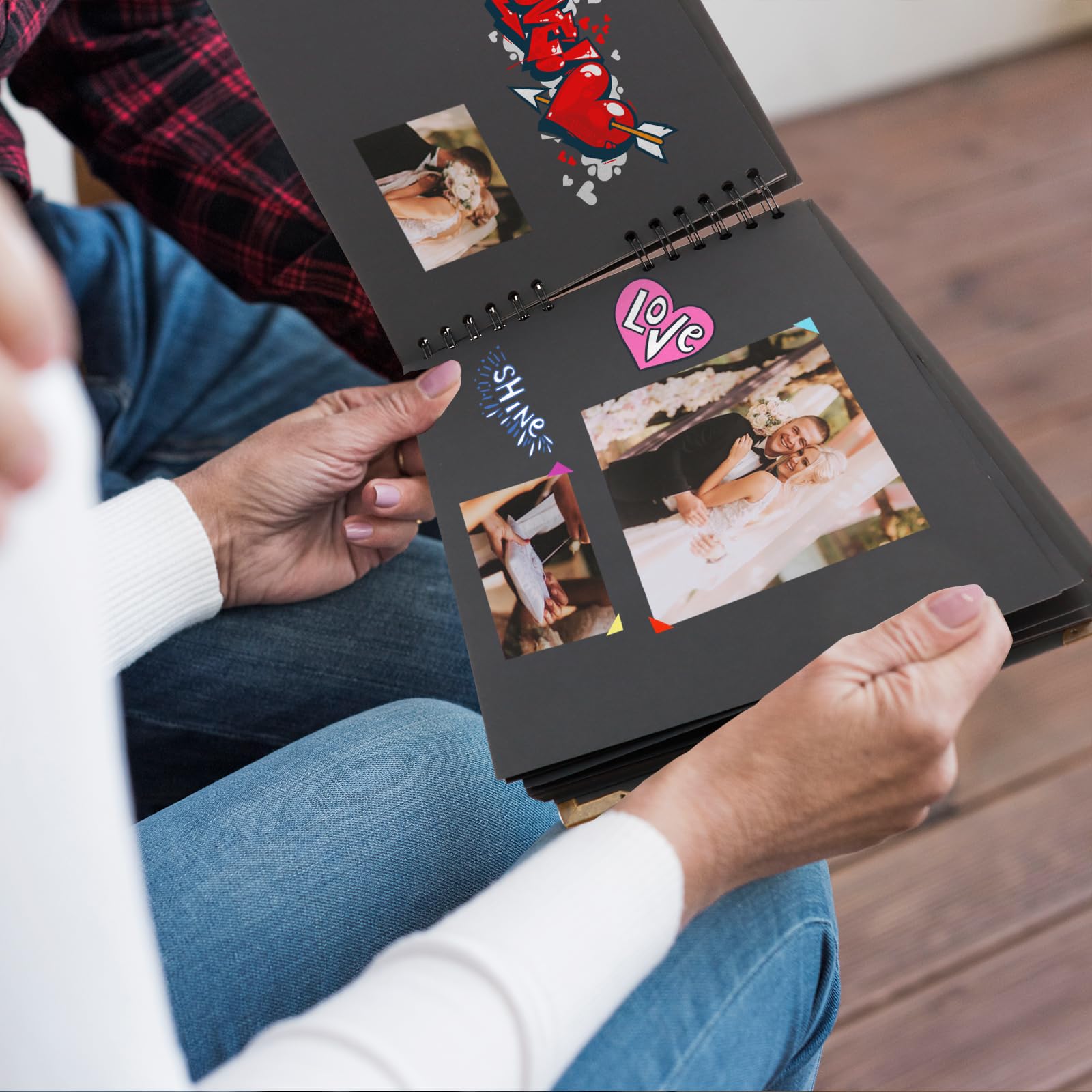 Álbum de Fotos Scrapbook 80 Páginas 29x21.5cm con Bolígrafos Metálicos y Pegatinas