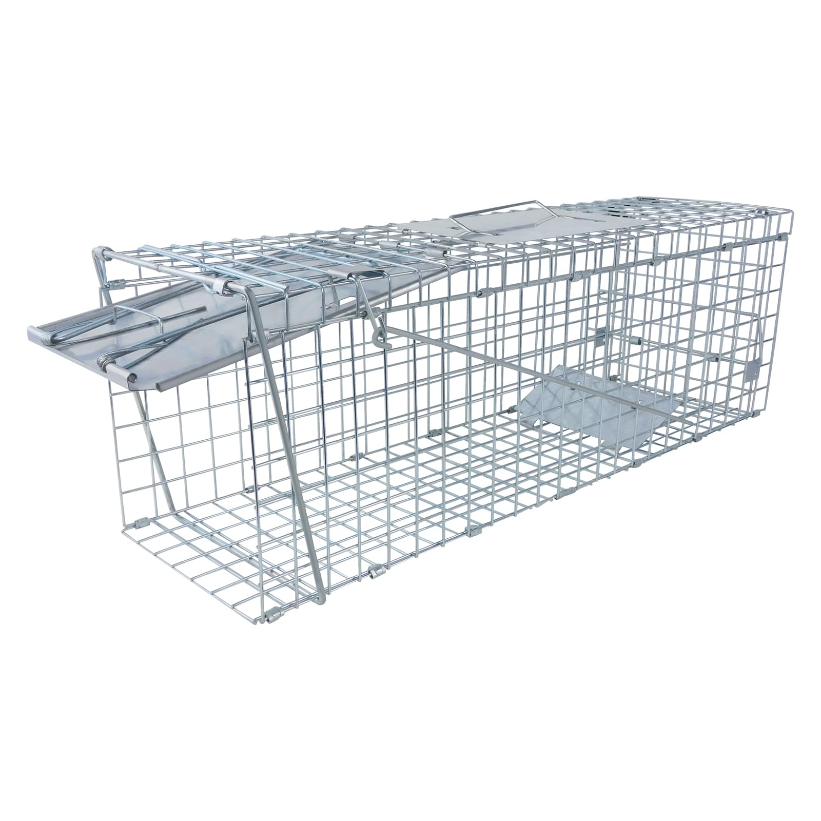 Piège de Capture Animaux 62x19x22 cm - Cage Trappe Pliable en Fil de Fer Galvanisé avec Poignée Piège - pour Ratons Laveurs, Martres et Chats - Installation Facile et sans Danger pour Animaux