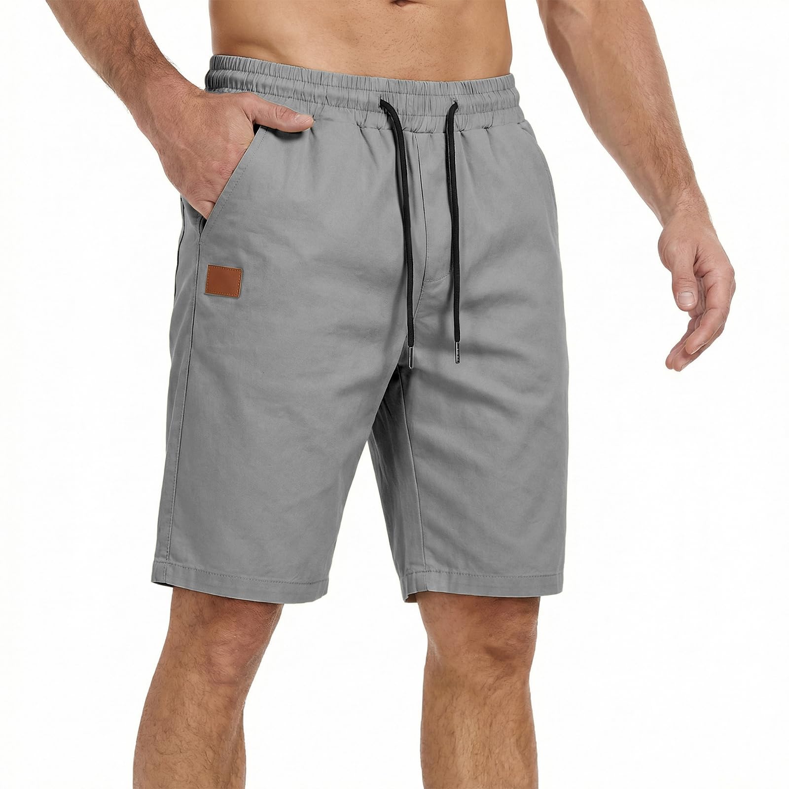 Misfuso Kurze Hosen Herren Shorts Baumwolle Herren Sommer Freizeit Chino Bermuda Shorts mit Gummizug Elastische Taille Leicht Sommerhose