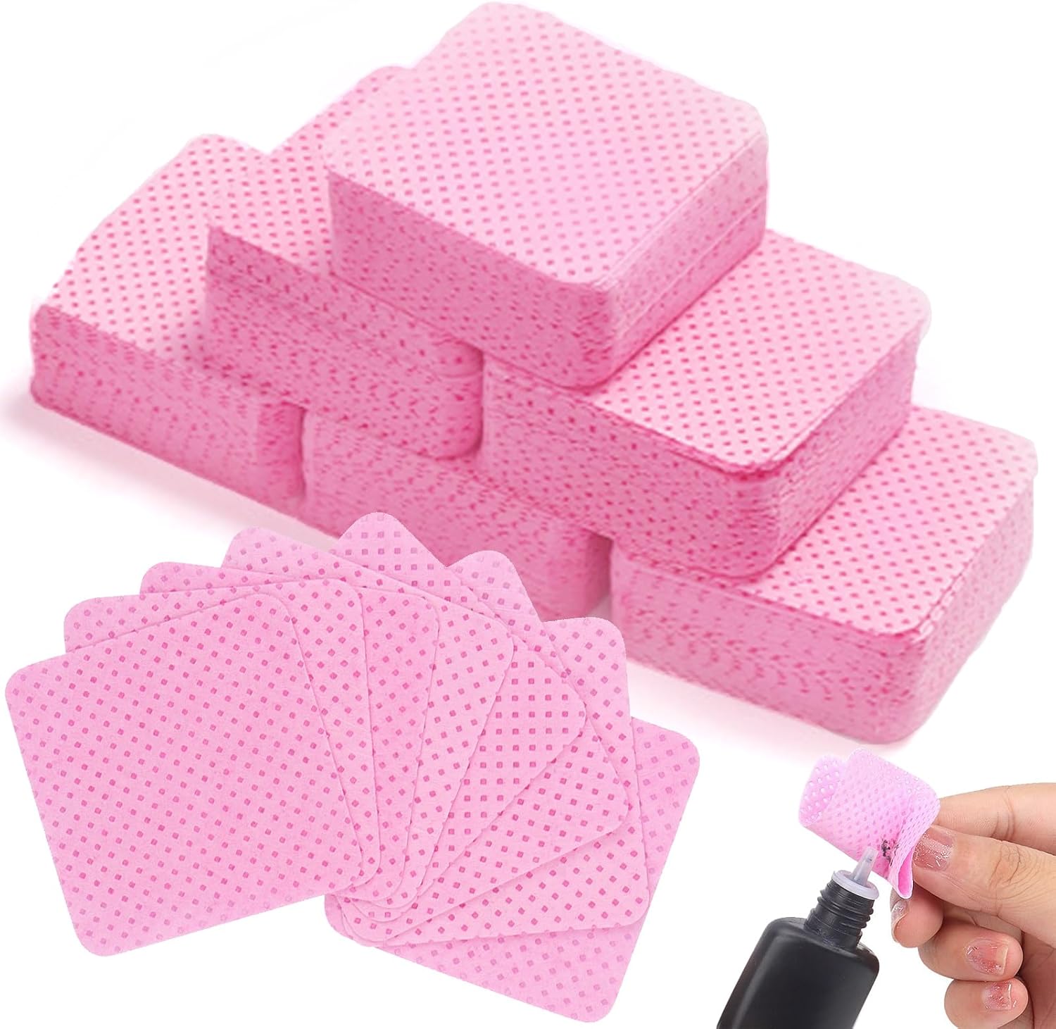 Grehge ose Pads for Gel Nails, Pack of 600 Cellette Roll for Nails, Nail Polish Remover Pads, Ribbon Free Nail Wipes, Cotton Pads for Cleaner, Gel Nails, Cleaning Pads (Pink)