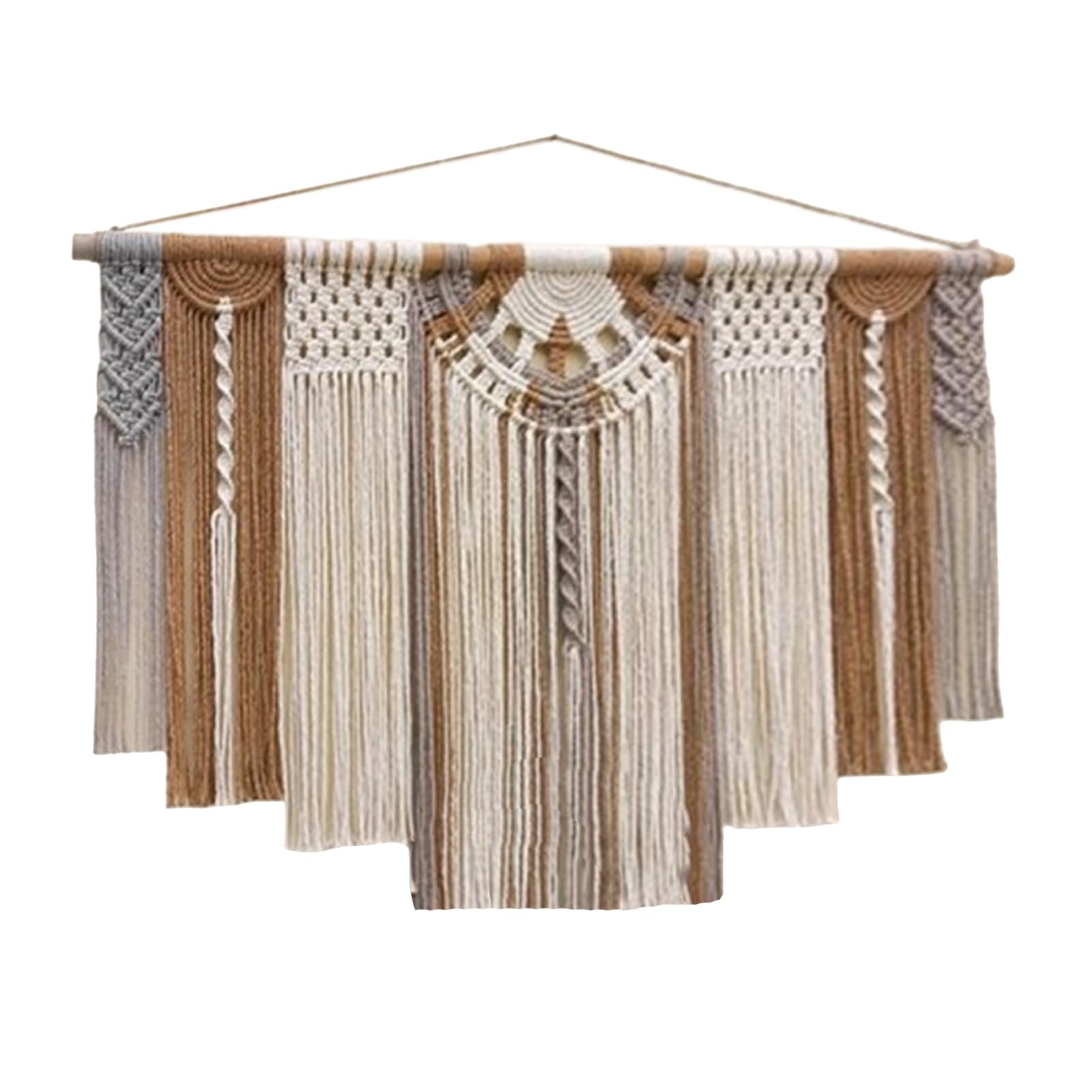Tenture macramé pour habiller un grand mur vide au-dessus du canapé