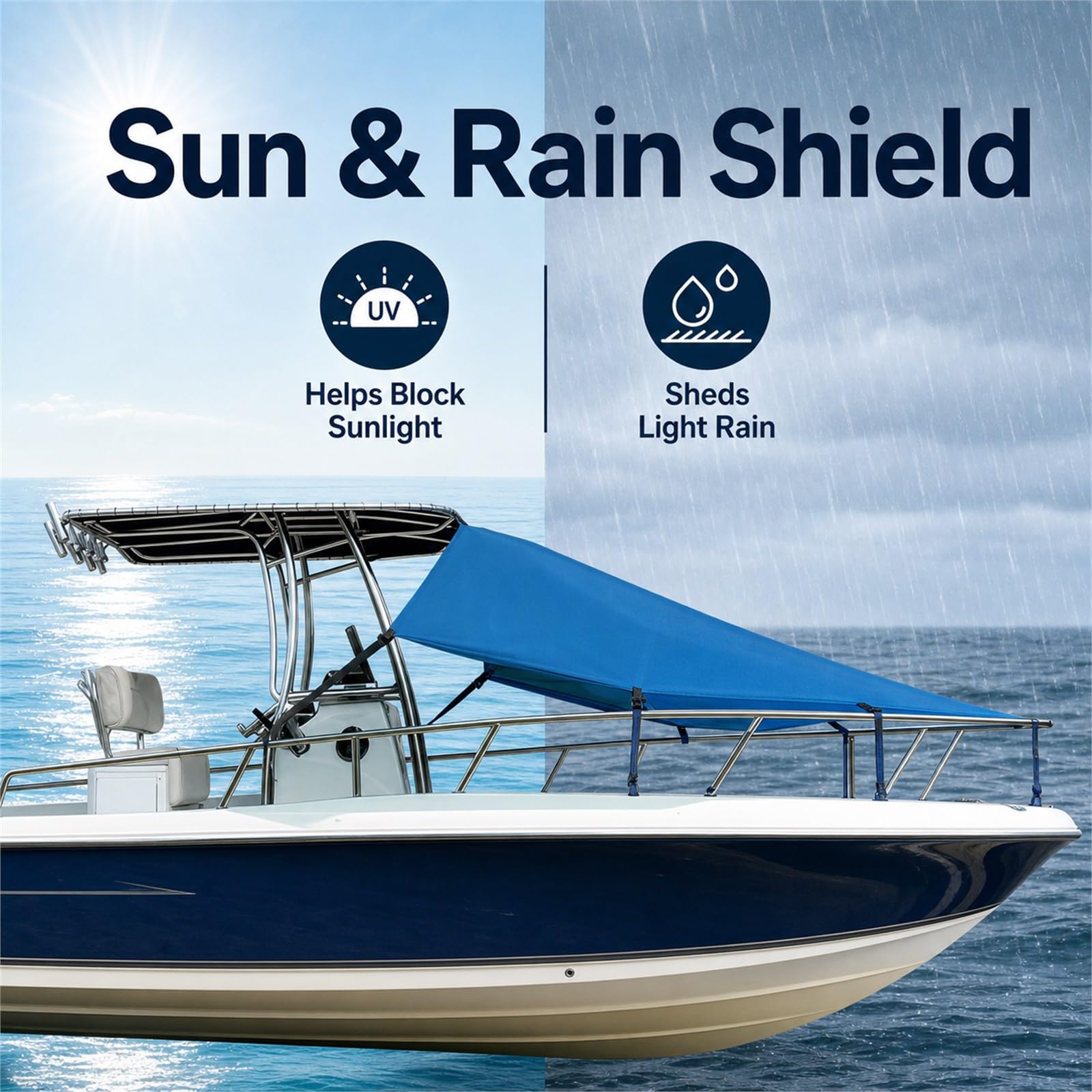 Tendalino a T Estensione,Tendalino per Barca,Bimini di Prua con Tendalinos Tendas pers Barca,Protezione UV,Resistenza allo Strappo,per Yachts,motoscafi e Barche da Pesca