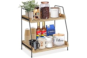2 Tier Kitchen Counter Shelf Organizer for Coffee Bar Accessories