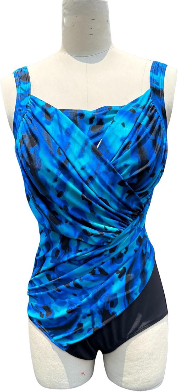 BIMEI Women's One-Piece Mastectomy Swimsuit Pocketed Swimwear Tummy Control Swimdress Shaping Swimwear 2305B