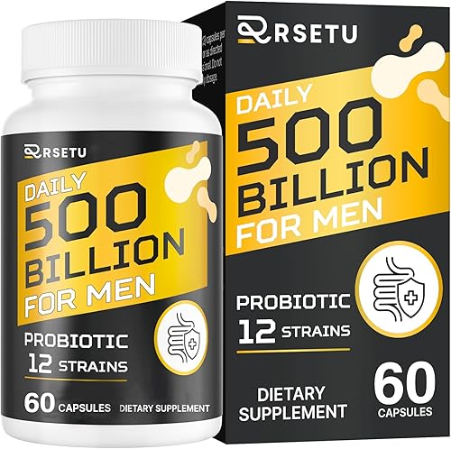 Probióticos para hombres  500 mil millones de CFU 12 cepas probióticos para hombre con cúrcuma arándano y goji, cuidado definitivo para hombres,