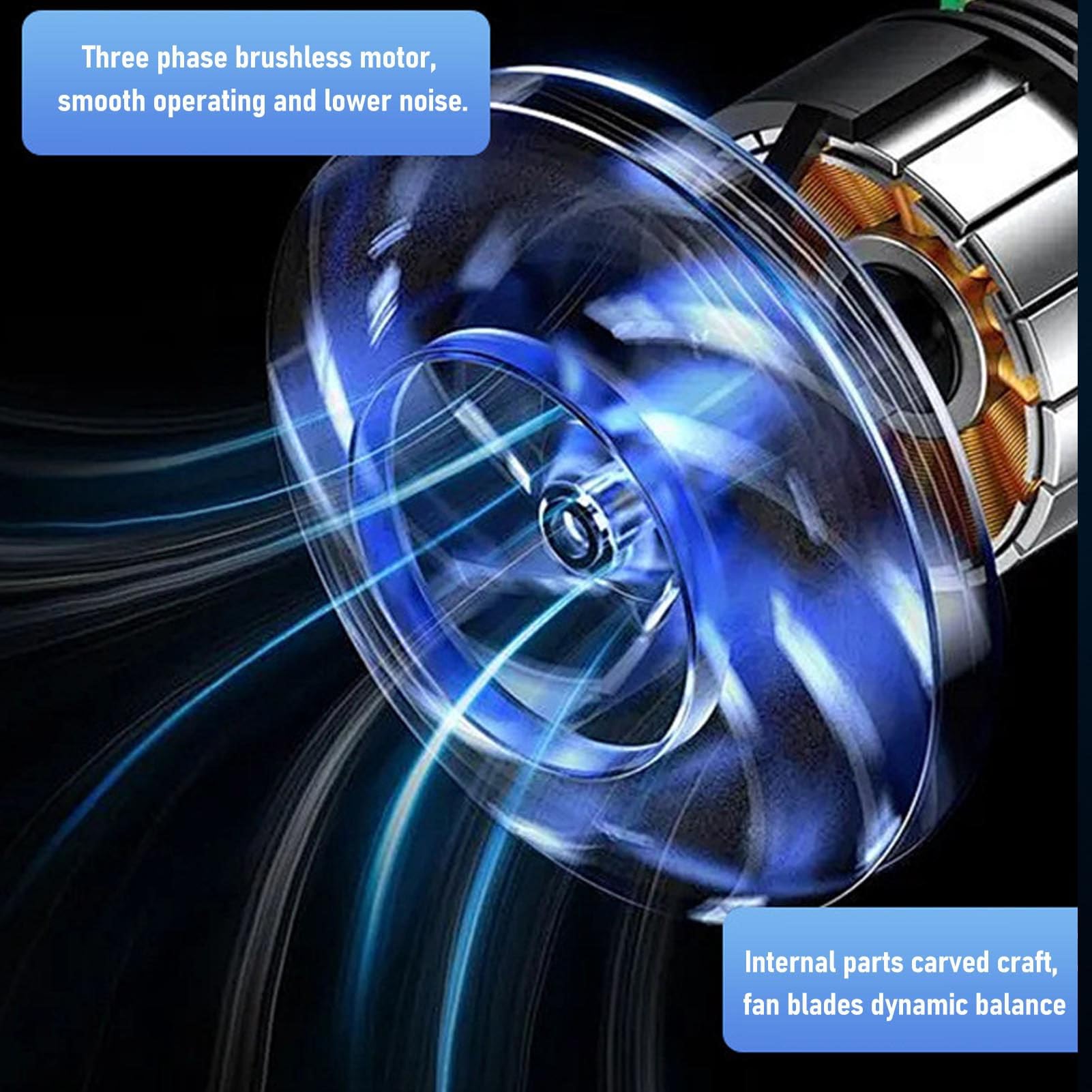 Tosuny Kabelloser Haartrockner, 100.000 U/min, Schnelles Trocknen mit Leisem Bürstenlosem Motor und 6 X 2600 MAh Langer Batterie, Leicht für Reisen/Wohnheim/Heimgebrauch (GREY)