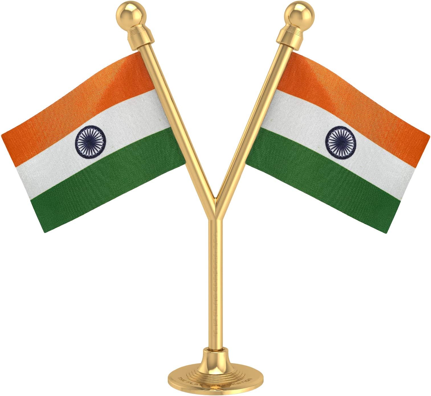 The Flag Shop Dual Indian Miniature Car Dashboard Flags with A Gold-Plated Y-Staff & Nano Base