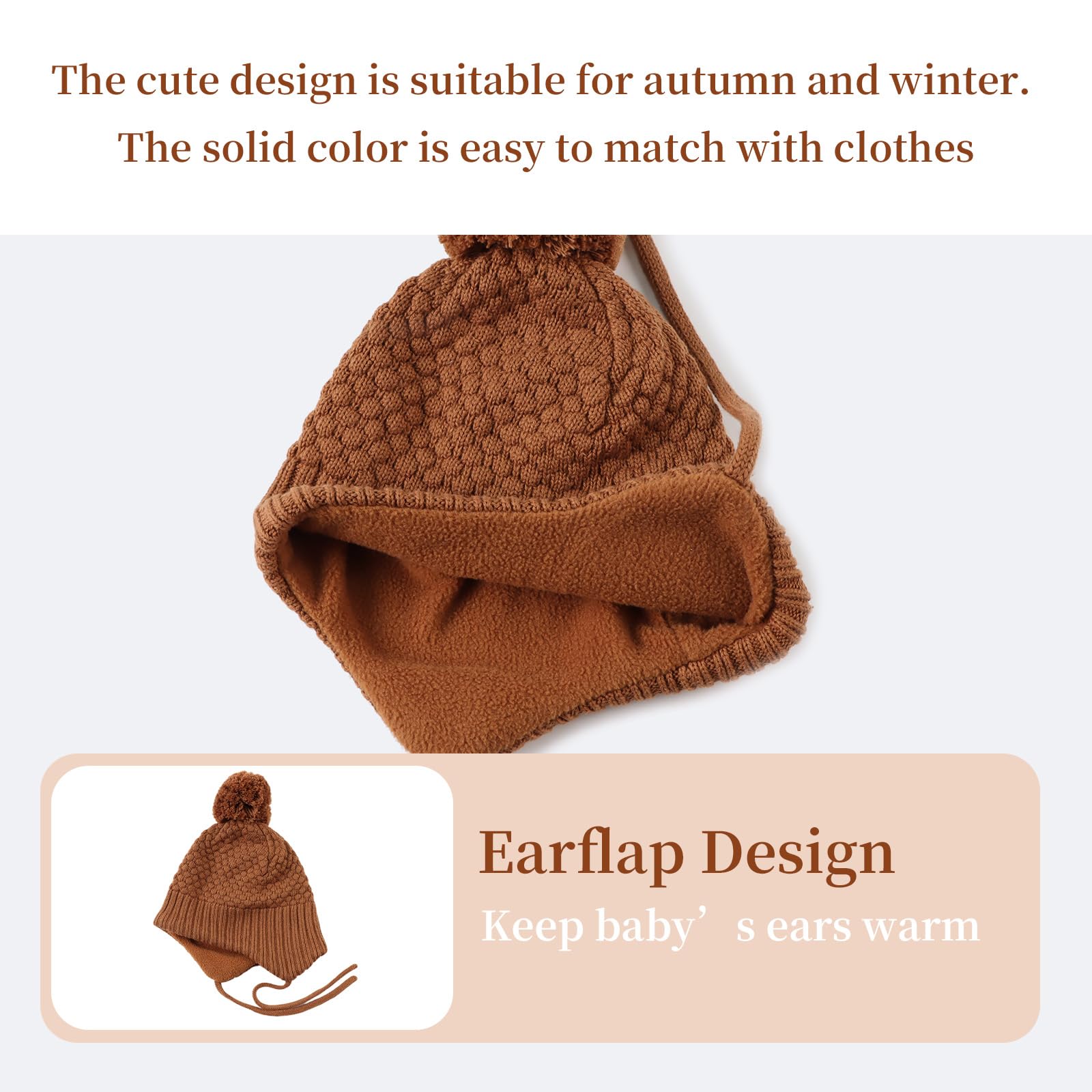 Gorro de invierno para bebé niña, forro polar, gorro de punto con orejas, 0-8 años