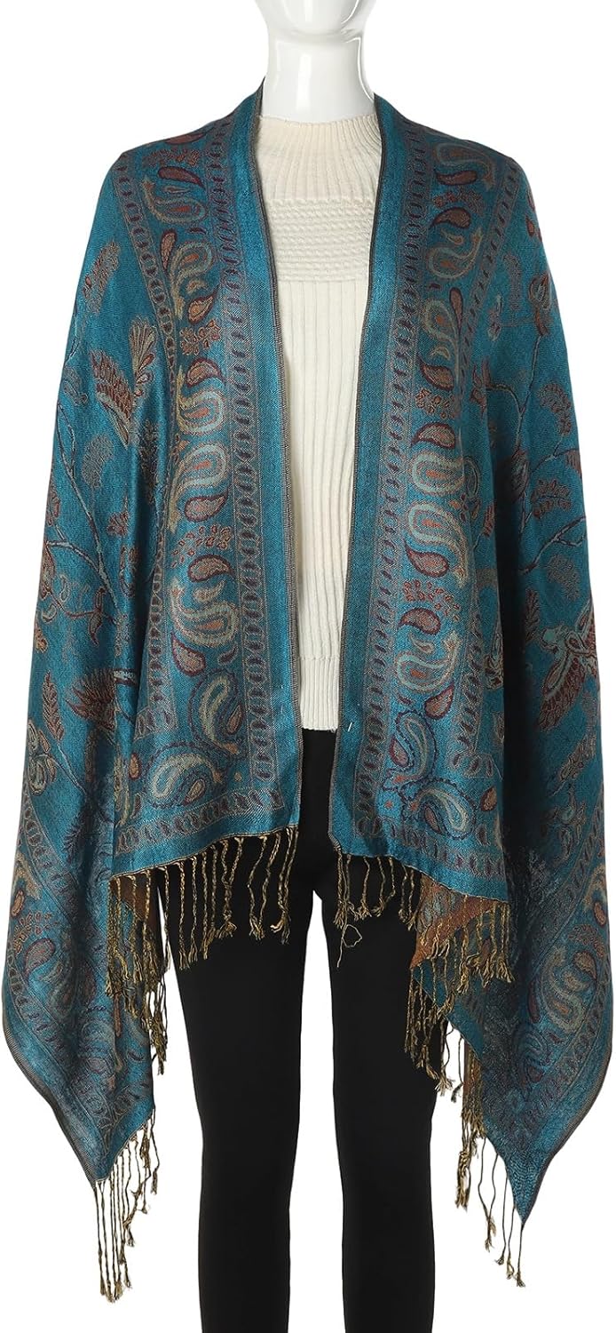 AUSEKALY Reversible Shawls Rave Scarf for Women Faux Pashmina Wrap Soft Silky Men Scarves All Seasons - Image 3