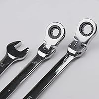 Vista 7 de Llave combinada de trinquete, llave de extremo abierto de acero al cromo vanadio endurecido con cabezal flexible métrica 0.472 in