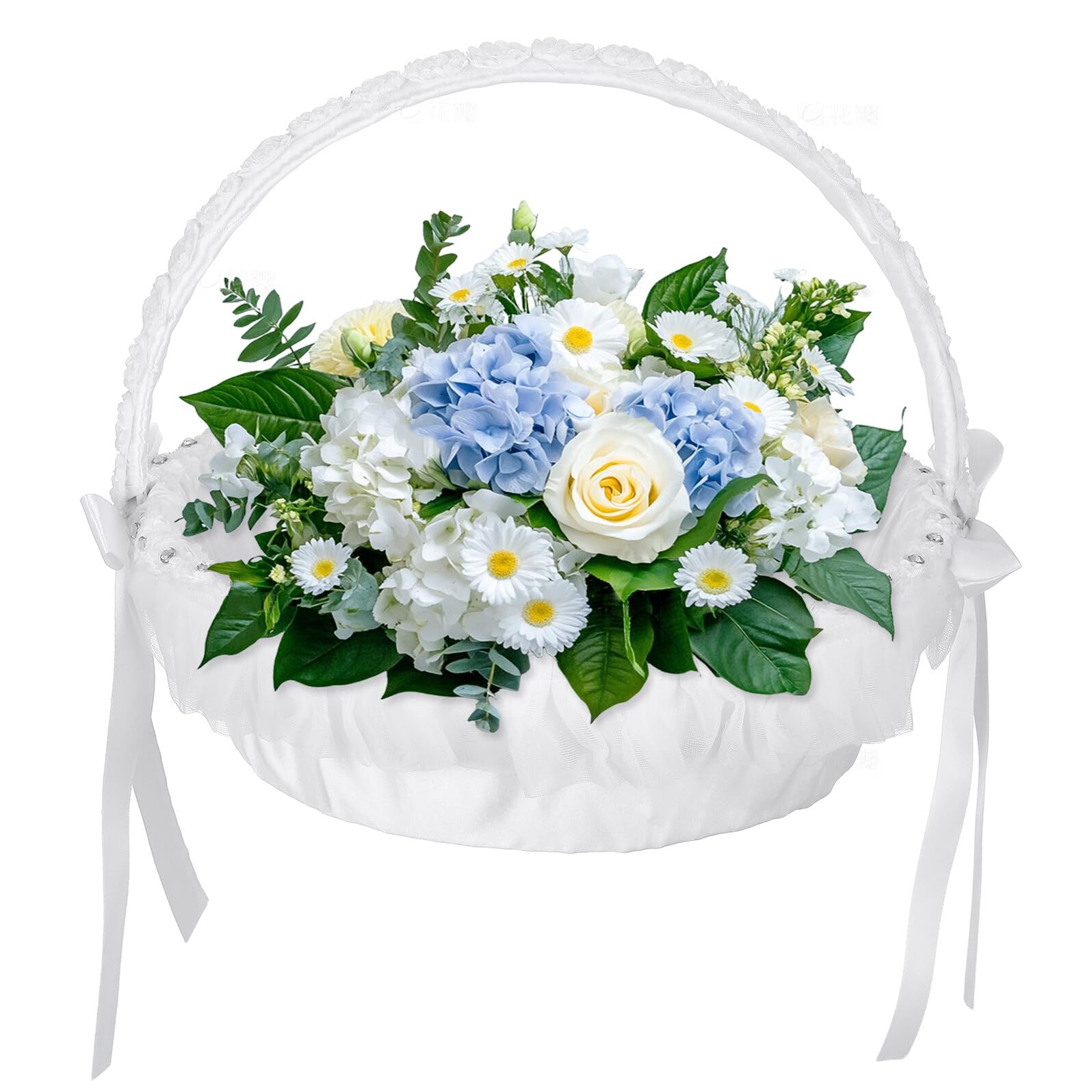Eleganter und Wiederverwendbarer Hochzeitskorb aus Polyester und Spitze mit Funkelnden Strasssteinen Blumenkorb für Hochzeitsfeiern und Partys