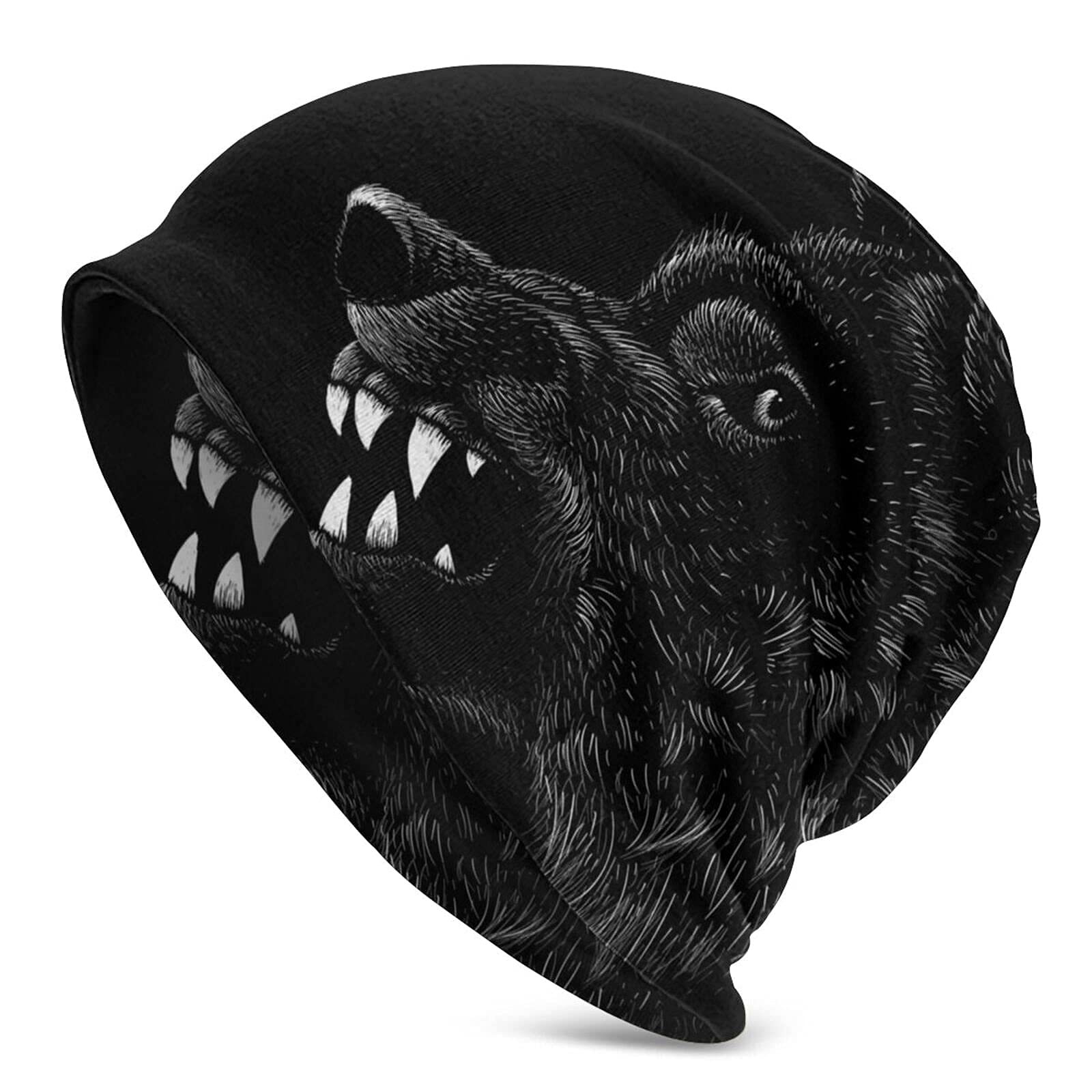 Hdadwy Unisex Wolf-Art Skull Beanie Slouchy Chemo Hats, Knit Skull Caps Baggy Headwear For Jogging Cycling Baseball Hat Winter