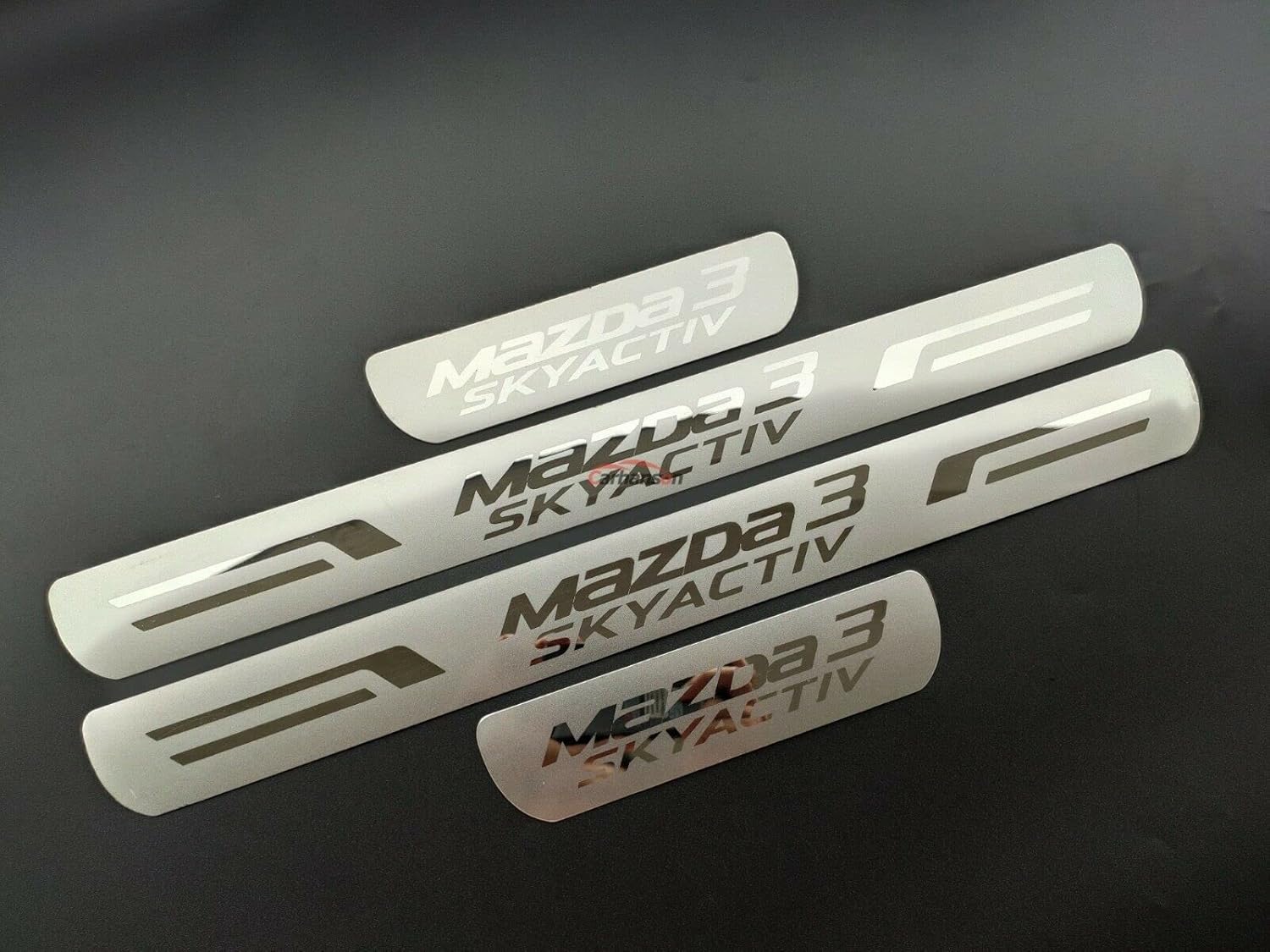 GZBFTDH Door Sill Protector for Mazda 3, 2008-2022, 4pcs Set, Stainless Steel and Rubber, Vehicle Specific Fit