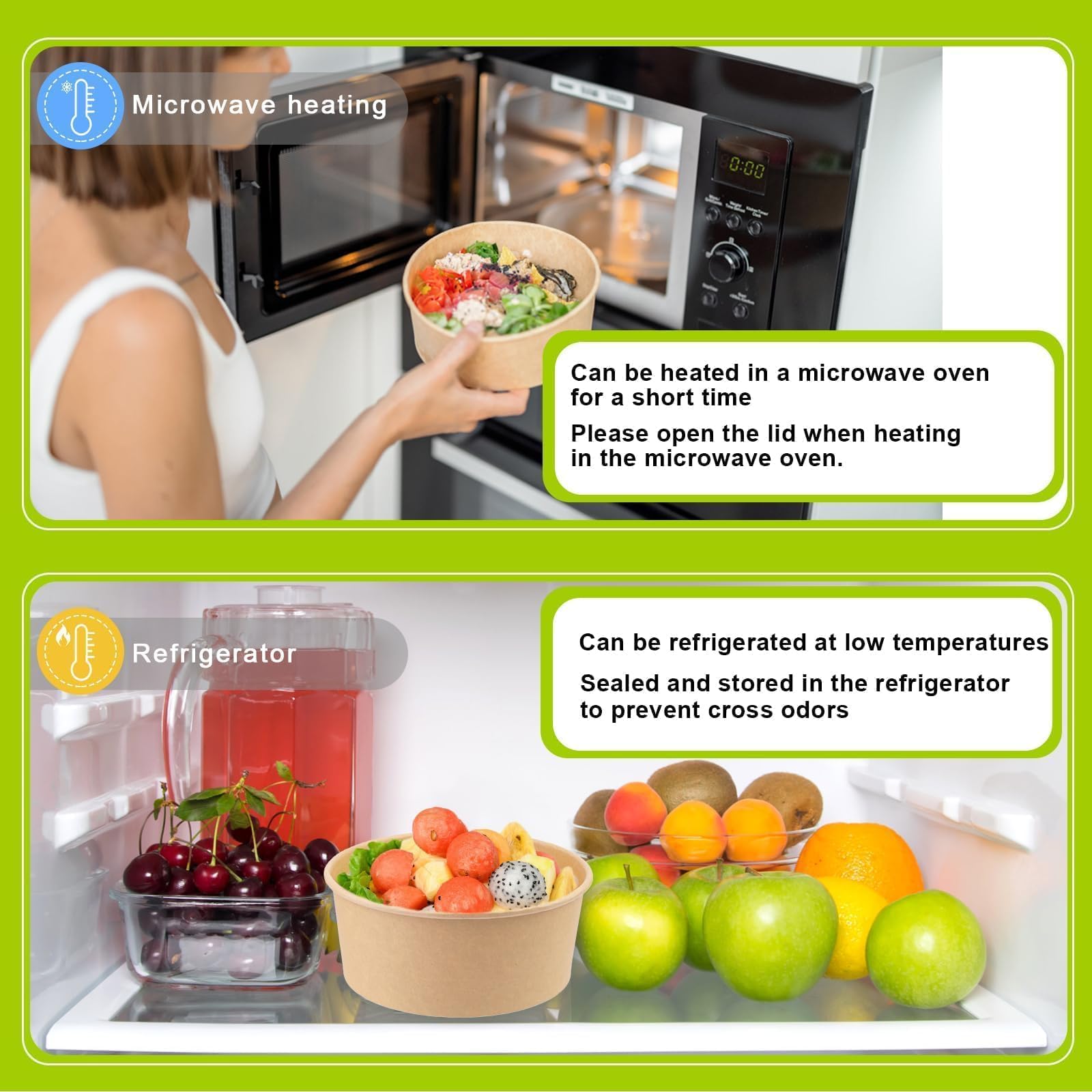 Paquete de 50 recipientes desechables para alimentos con tapas transparentes, cuencos de papel desechables de 1100 ml, recipiente de alimentos de 37 onzas con tapa adecuado para ensalada dietética,