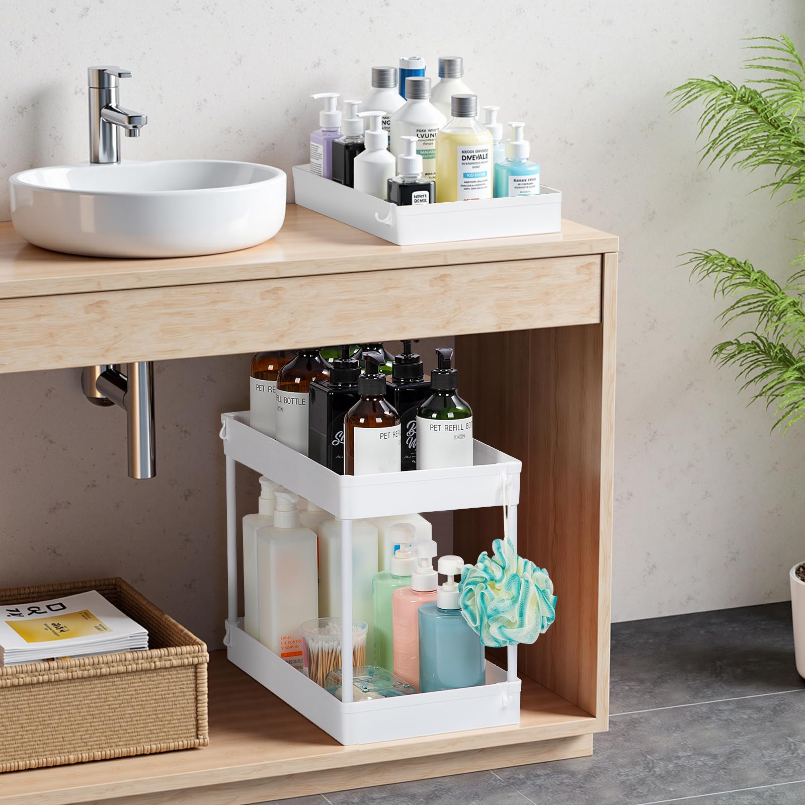 FoiiLiio Carrello Cucina a 3 Ripiani,Carrellino con Ruote Portatutto,Carrello Scorrevole,Organizzatore di Stoccaggio Carrello,Portaoggetti Multifunzionale per Bagno,Ufficio,Bianca