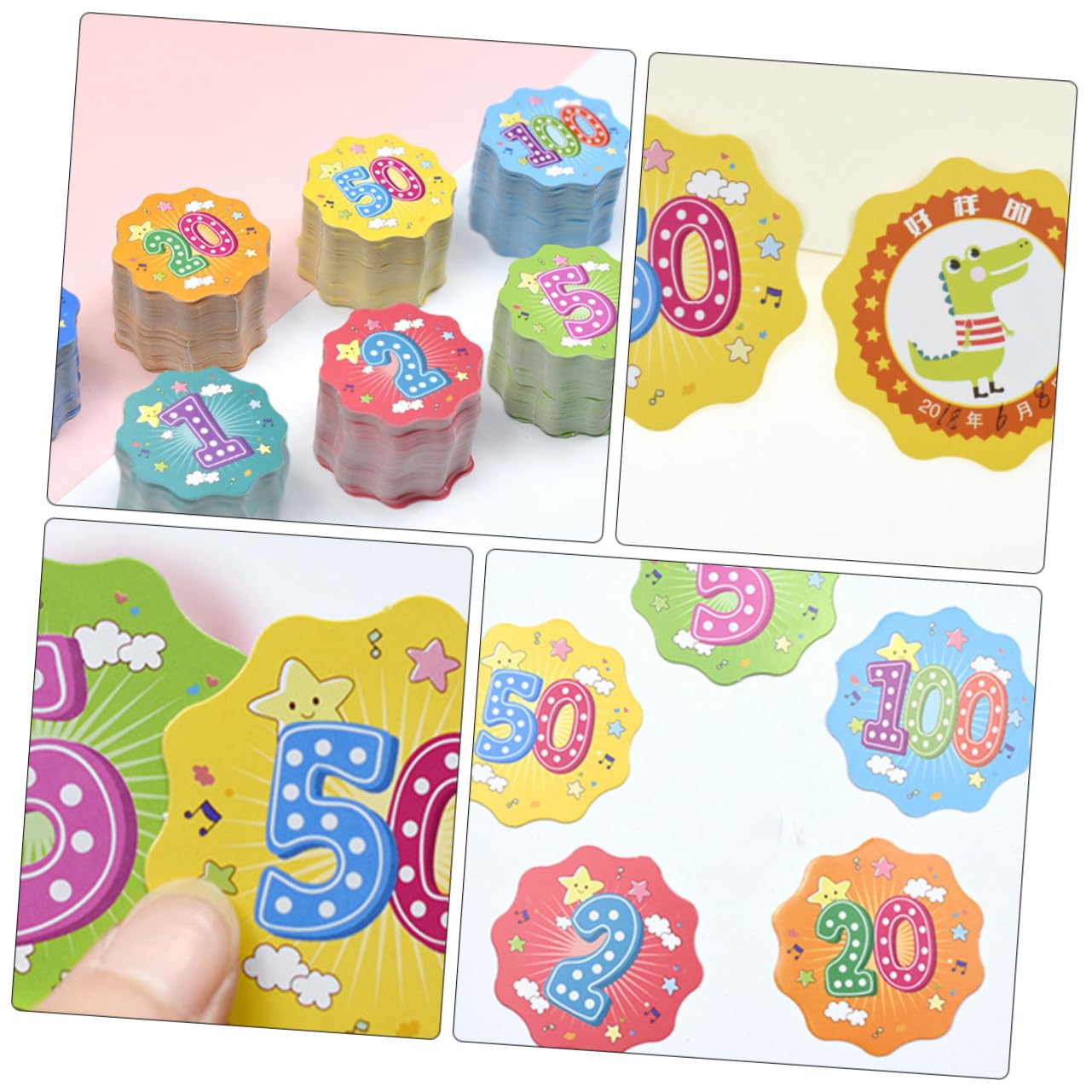 SHINEOFI 3 Sätze Punktekarte Stickkarten Für Kindercards Blumenkarten Schulzeug Belohnungskarte Sammelkarte Aufkleber Belohnen 300 G Beschichtetes Papier 300 Stück * 3