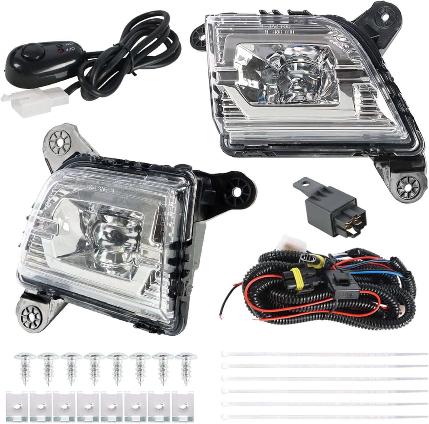 WFLNHB Fog Lights Assembly Replacement for Silverado 1500 2019-2021 / 2500HD 3500HD 2020-2021 with Bulbs & Harness Switch Kit Driving Lamps Fog Lights Driver and Passenger Side