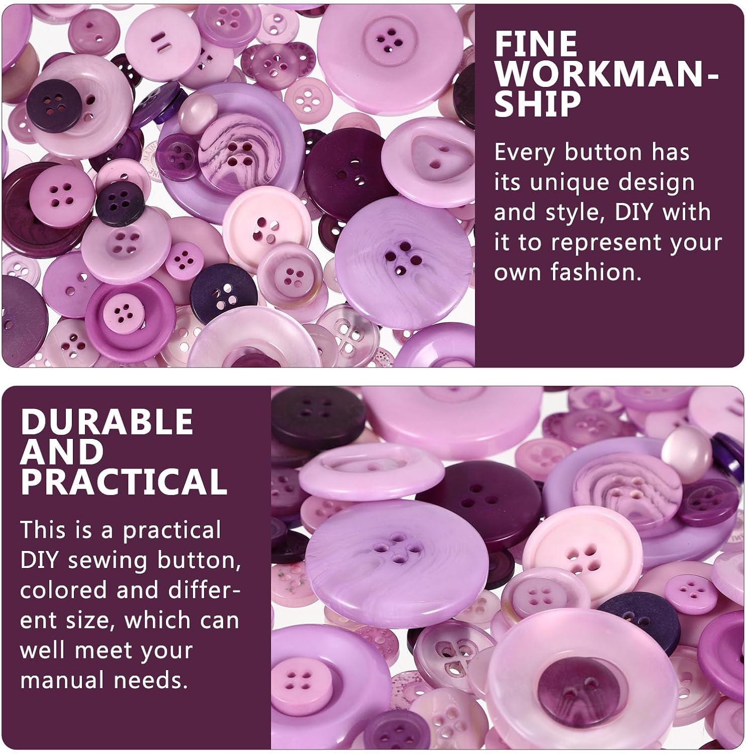Colored Resin Sewing Buttons for DIY Craft Decoration Purple image 3