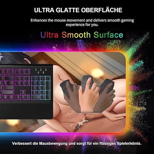 Miniatura 4 de Alfombrilla de mouse sexy Anime Girl RGB, alfombrilla de mouse LED para computadora de escritorio para computadora, oficina, juegos, XXL Mause