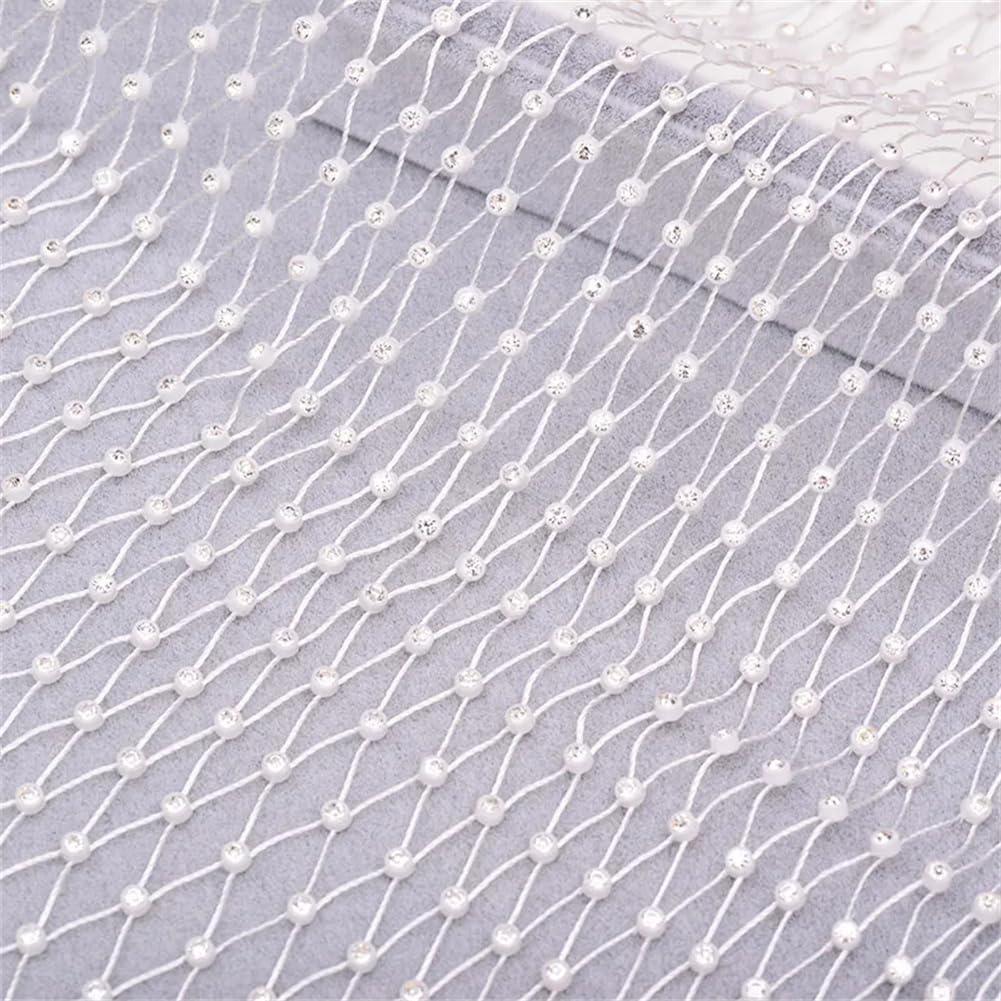 Tissu élastique à pierres blanches de 9m pour customiser vos vêtements et robes de soirée