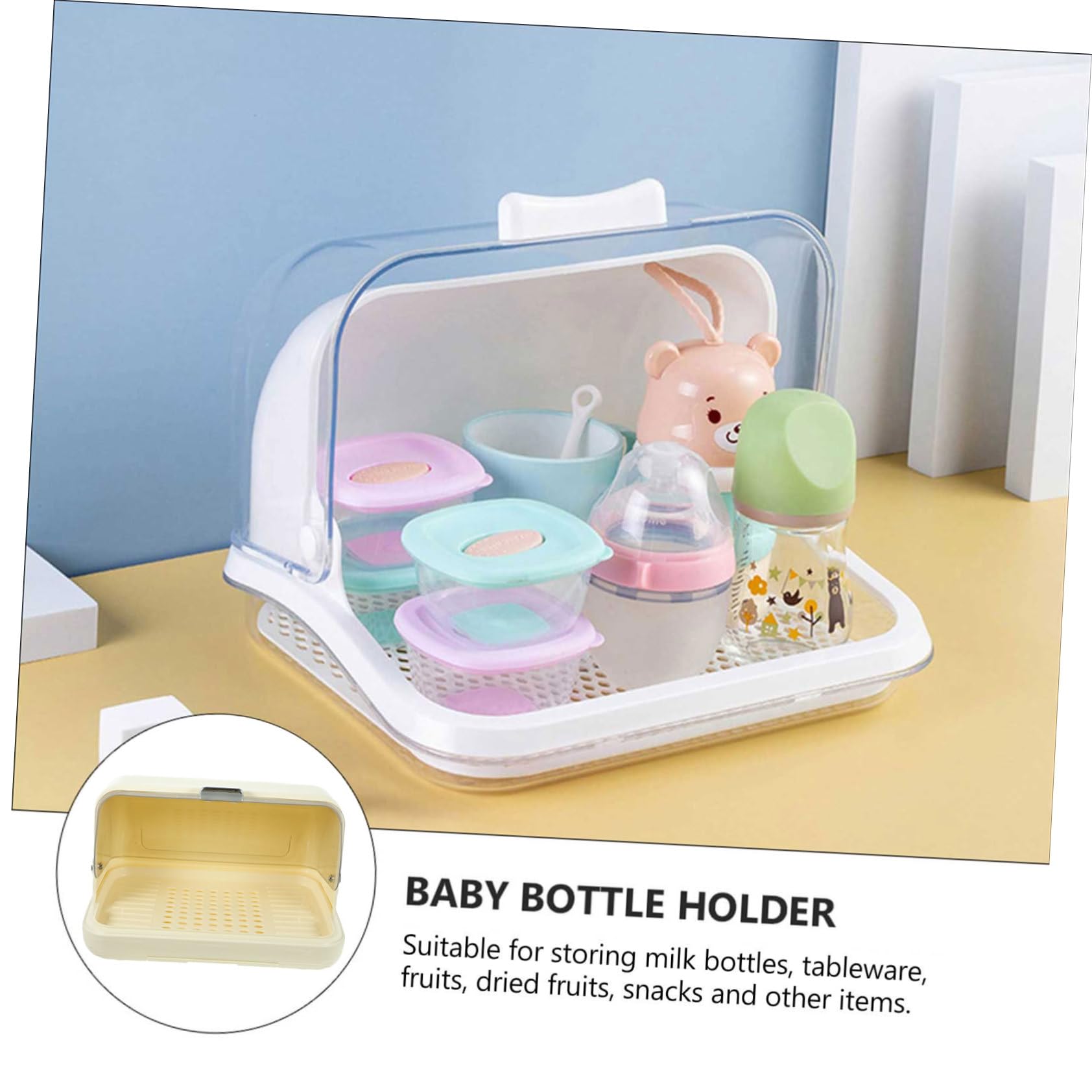 Alipis Plateau De Séchage Multi-Usage pour Bouteilles De Organisateur De Tasses Et Égouttoir à Vaisselle Rangement Pratique Durable avec Couvercle Moyen