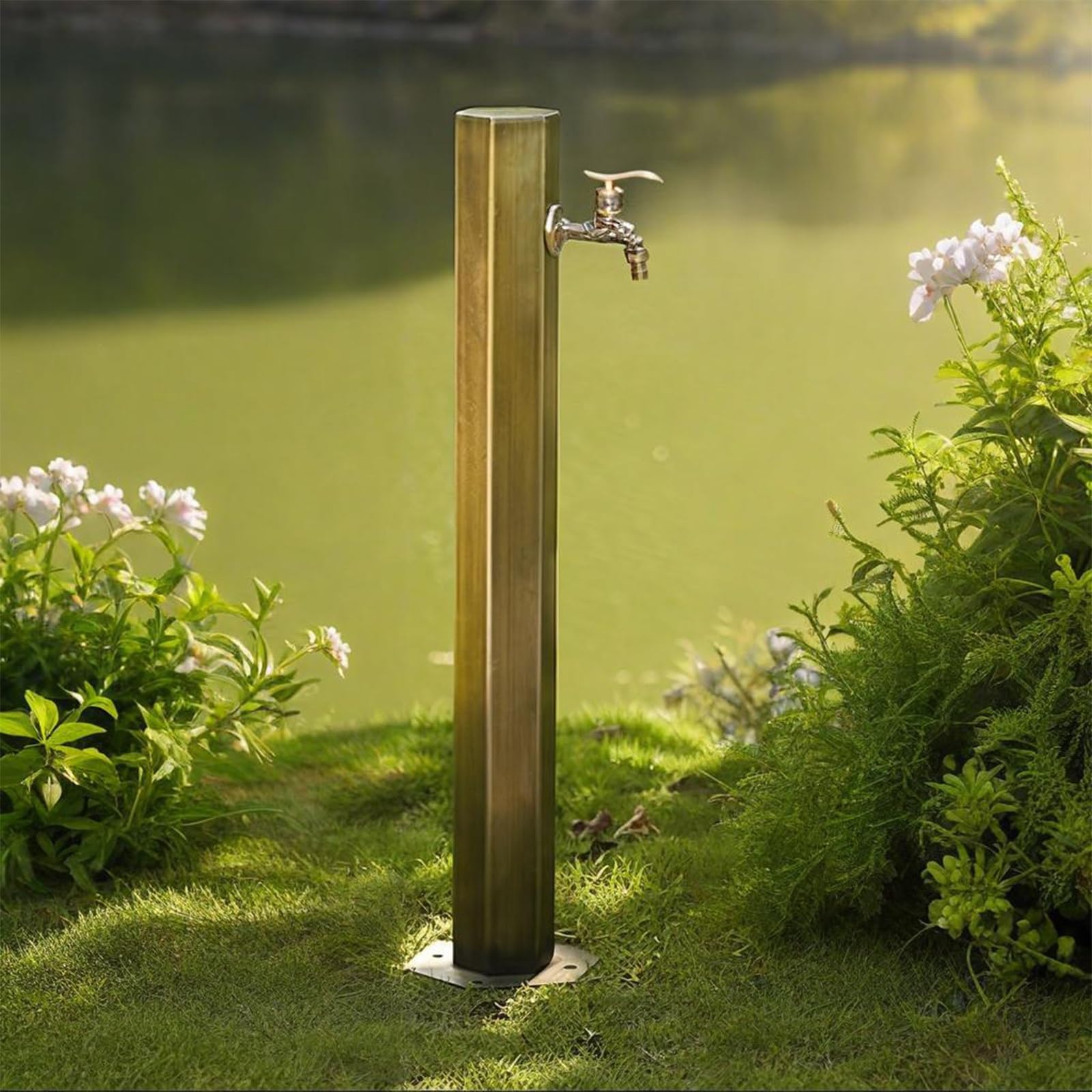 Robinet extérieur Robuste en Acier Inoxydable - Convient aux patios et aux Cours, Robinet de Jardin, Robinet sur Pied Slish, Alimentation en Eau en résine résistante aux intempéries (Marron