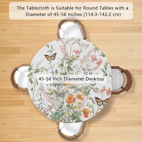 Vista 129 de Cardinal Bird - Mantel redondo ajustable con borde elástico de 36 a 42 pulgadas, mantel redondo elástico, impermeable, lavable, mantel circular