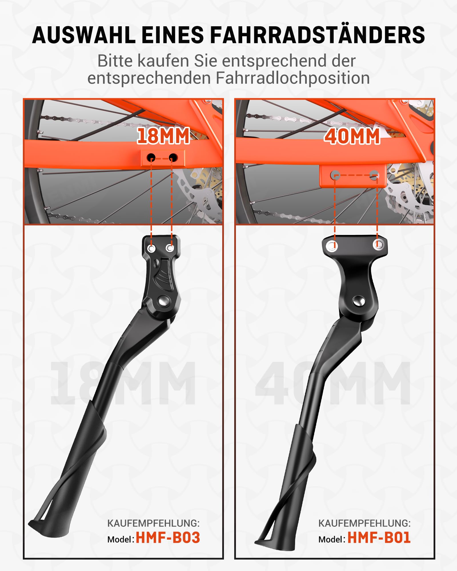 HENMI Fahrradständer Hinterrad, 18mm Lochabstand, 24-29 Zoll