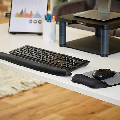 Miniatura 7 de Fellowes Almohadilla de ratón de espuma viscoelásticareposamuñecas - Negro (9176501)