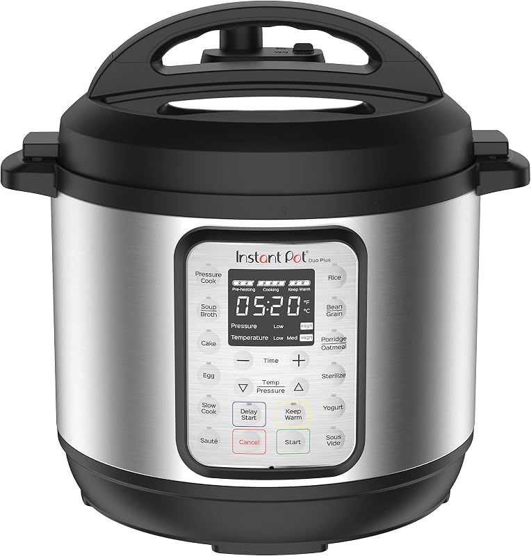 Instant Pot Duo Plus Olla a presión eléctrica 9 en 1, olla de cocción lenta, olla arrocera, vaporizadora, salteadora, yogurtera, calentador y esterilizador, incluye aplicación con más de 800 recetas, acero inoxidable, 3 cuartos
