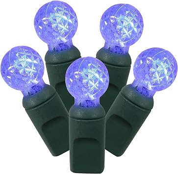 Vickerman 50 Light Blue G12 LED Set on Green Wire in a Poly Bag