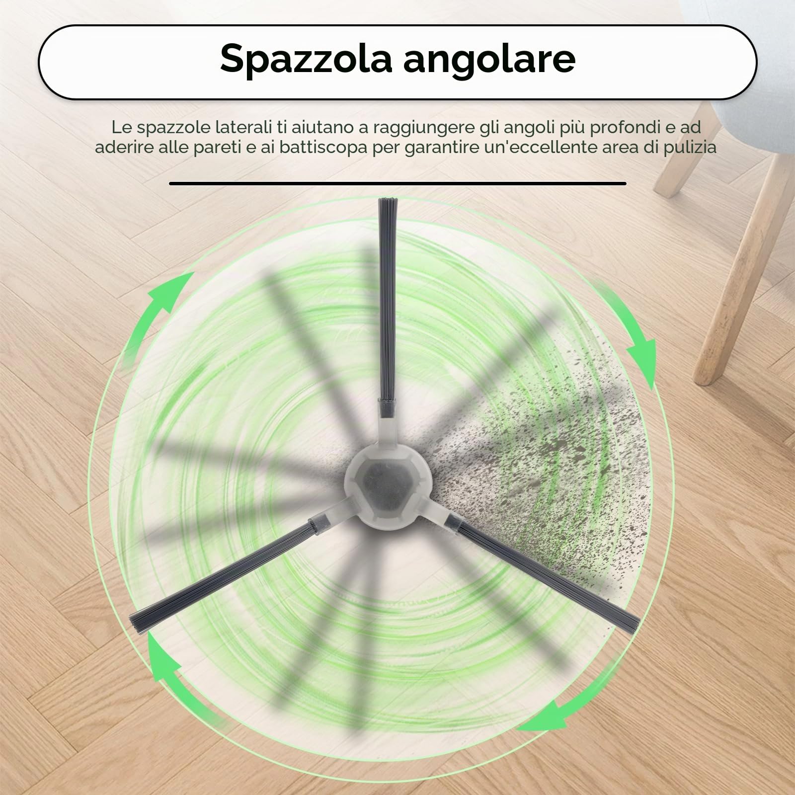 (20 pezzi) M3 pezzi di ricambio compatibile con aspirapolvere robot Lefant M3, 1 spazzola rotante, 6 spazzole laterali, 5 sacchetti per la polvere, 5 filtri HEPA con filtri in schiuma, 3 tamponi, set