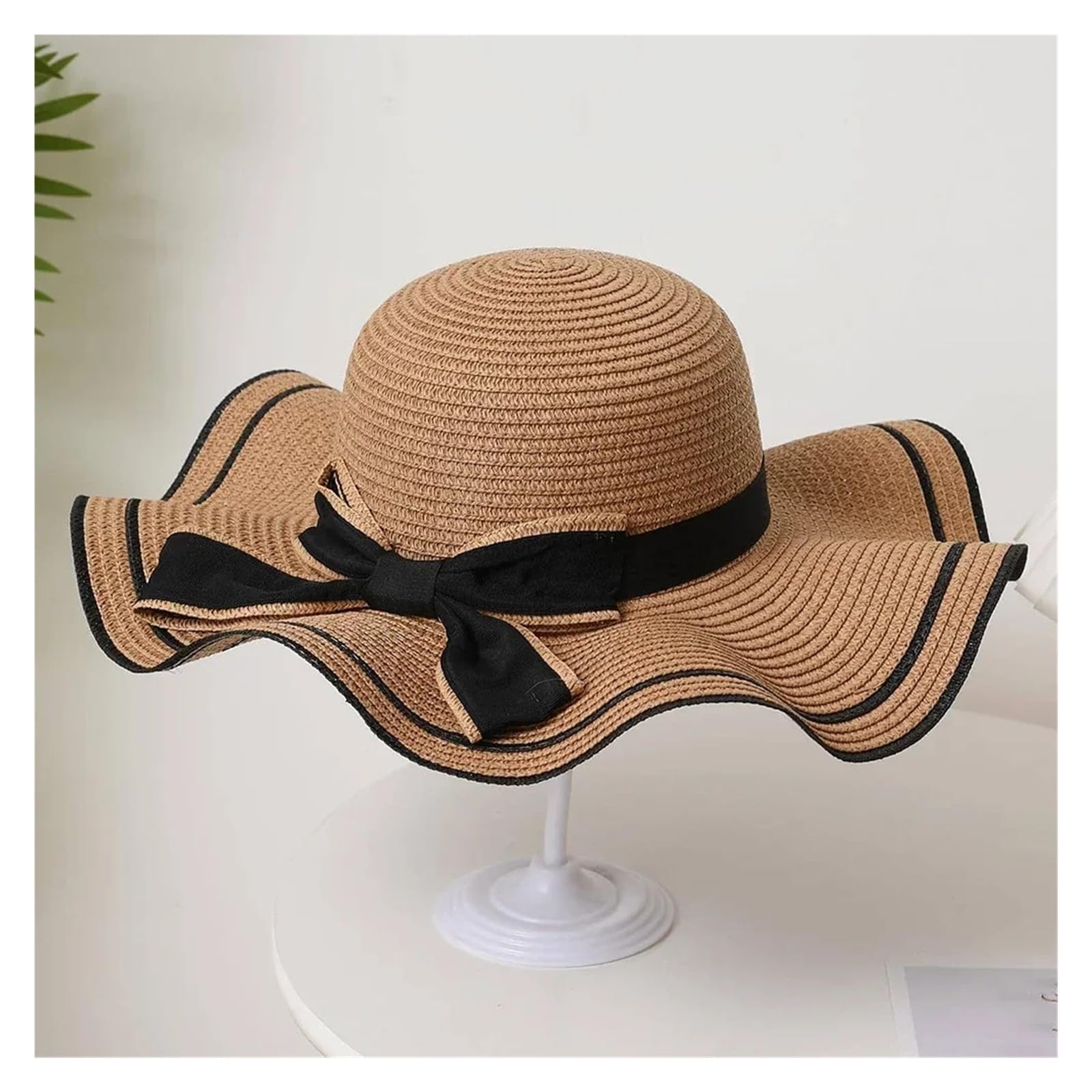 Generico Cappello da sole donna in paglia, parasole spiaggia, viaggio, multifunzionale