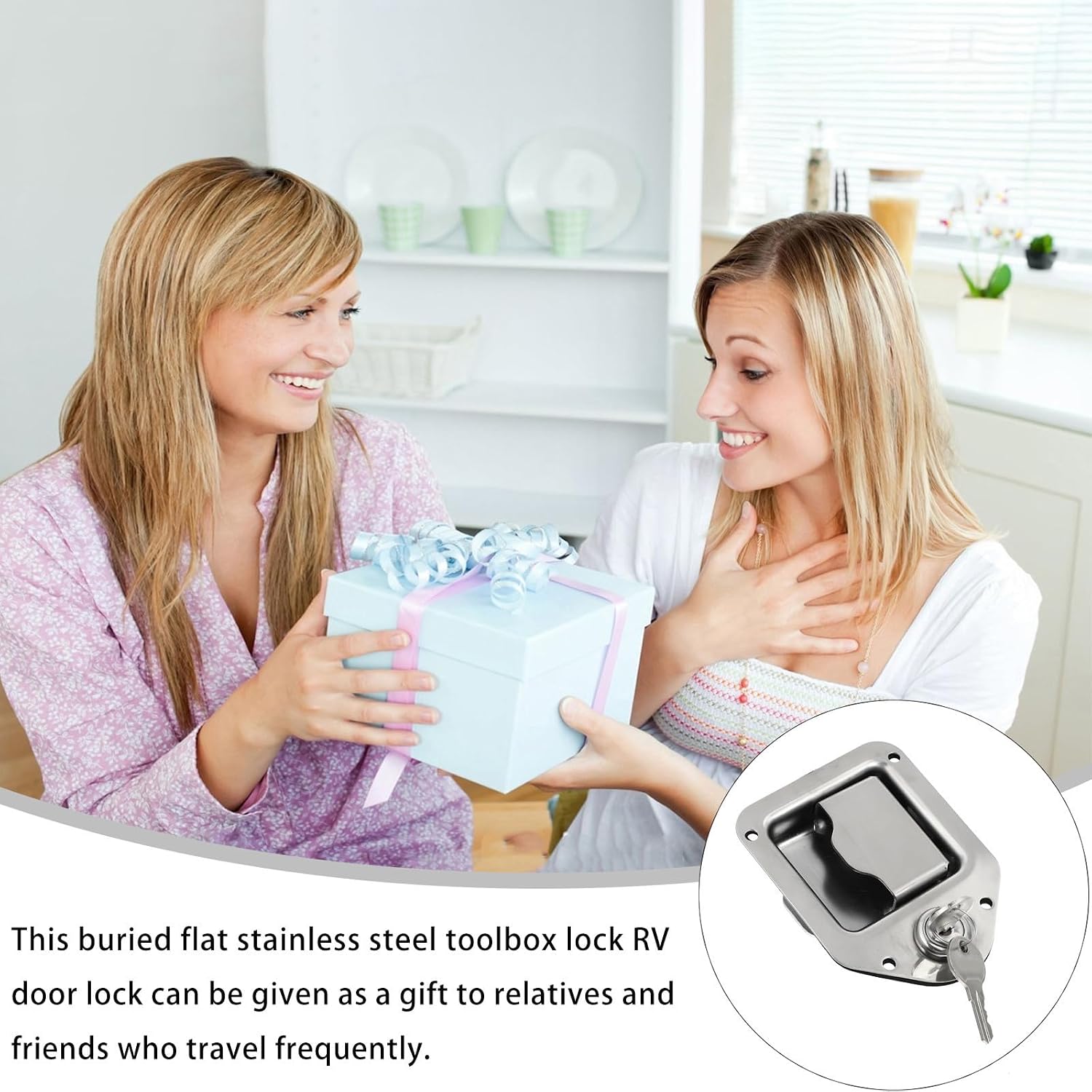 Stainless Steel Toolbox Lock Silver with 2 Keys