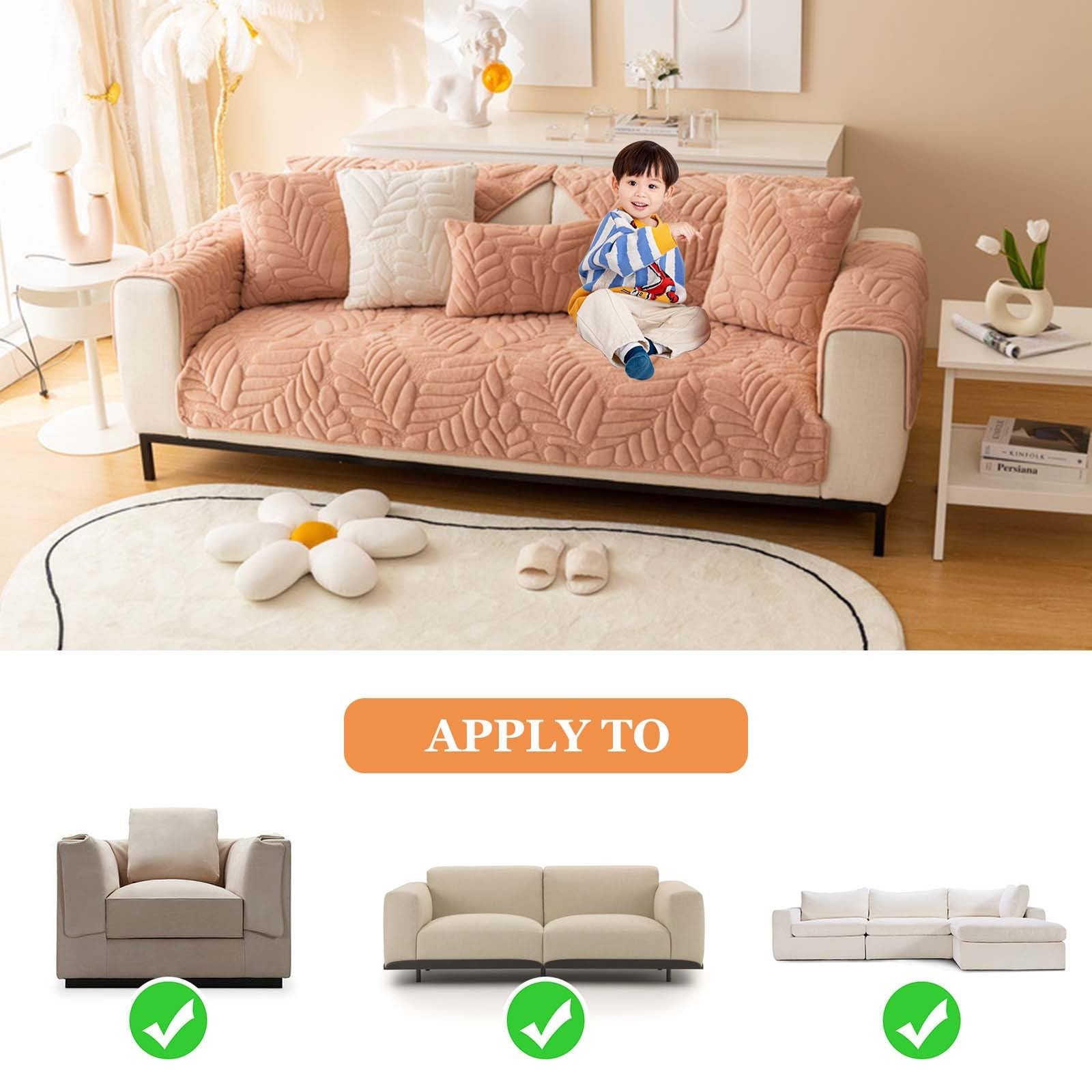 Housse De Canapé Imperméable Universelle – Velours Teddy 3 épreuves, Tailles 90x180 à 180x420 Cm, Anti-taches
