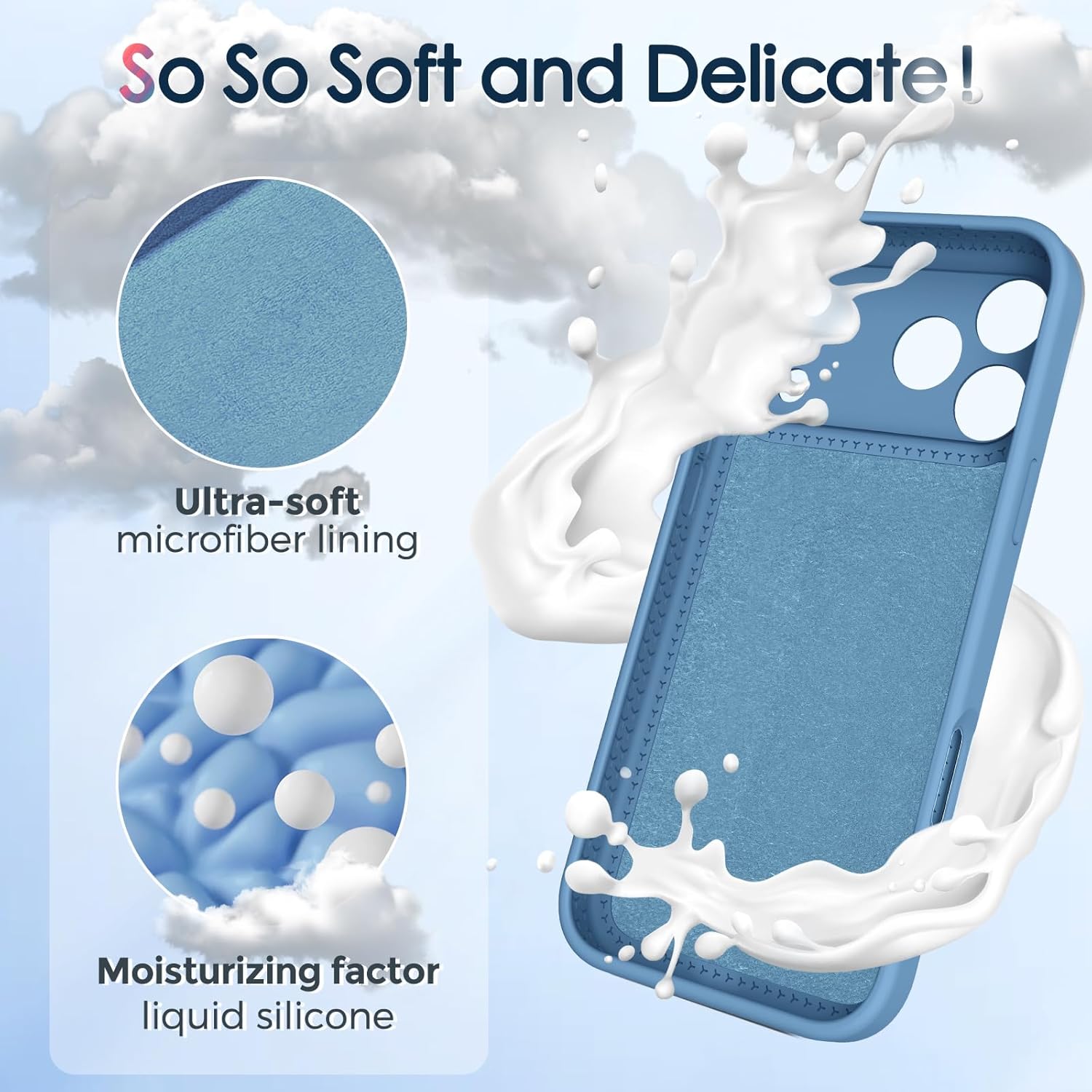 Designed for iPhone 17 Pro Max Case with Magnetic Invisible Stand, [Compatible with Mag-Safe][Full Camera Protection]Liquid Silicone Shockproof Case with Anti-Scratch Microfiber Lining, Sky Blue