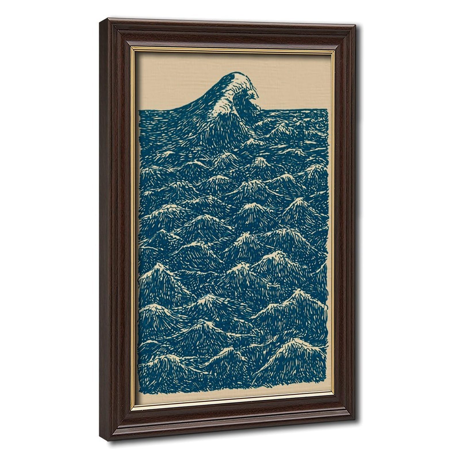 Blue Ocean Wave Pattern Print Poster_1 Canvas Poster for Office Decor Gift