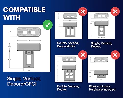 Miniatura 6 de Soporte para cepillo de dientes eléctrico, montaje en pared, compatible con Oral-B, soporta 2 cargadores, se monta solo en una sola toma GFCIDecora