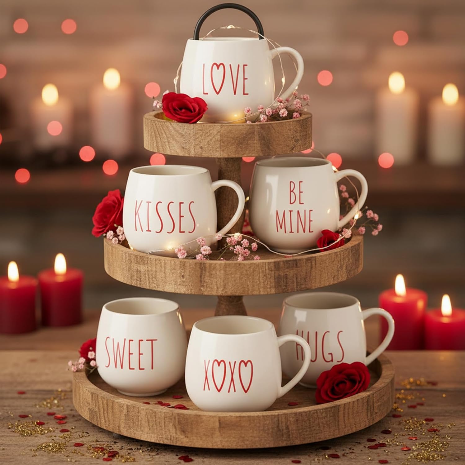 Layhit 6 Pcs Valentine's Day Coffee Mugs 12 oz Valentine Ceramic Mugs Bulk Cute Couple Cups Set for Anniversary Wedding Engagement Birthday Couple Gifts Mom Girlfriend