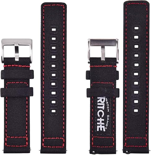Miniatura 5 de Ritche - Correa de repuesto con liberación rápida en lona para reloj de 18, 20 y 22 mm, para hombre y mujer